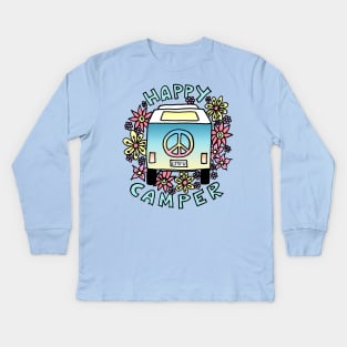 Happy Camper Hippy Van Kids Long Sleeve T-Shirt